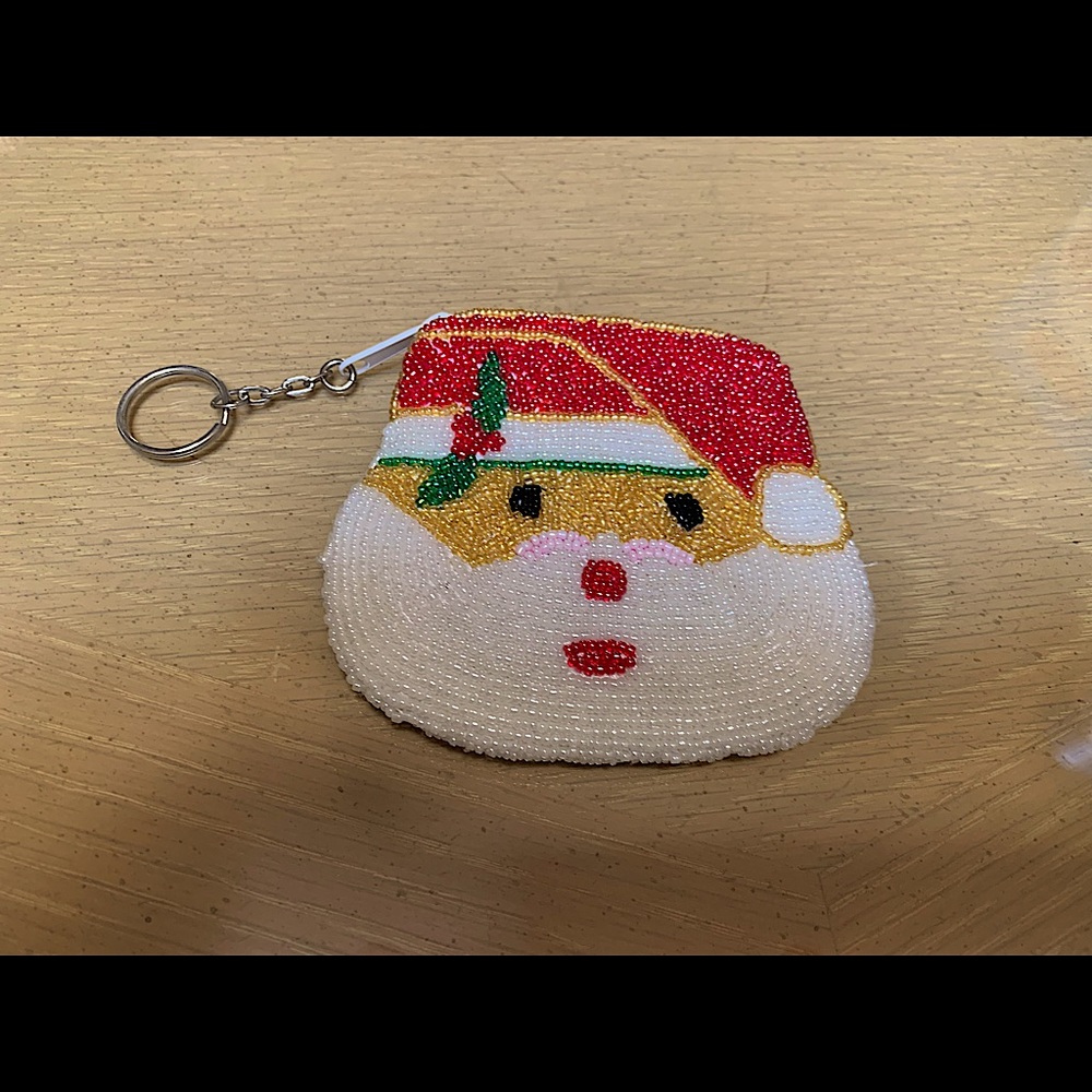 Santa beaded coin purse